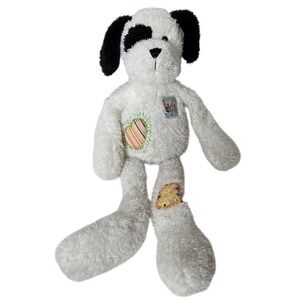 Aurora Lolly Gagz White Dog Plush 16" Patchwork Whimsical Long Legs Stuffed Toy